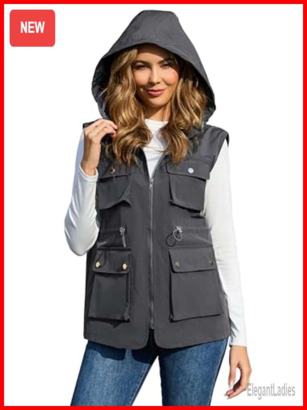 Womens Packable Military Utility Vest Waterproof Windbreaker Cargo Outdoor